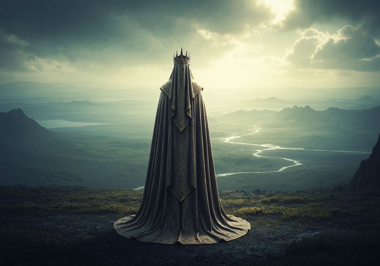 Regal Figure in Sweeping Sci-Fi Landscape