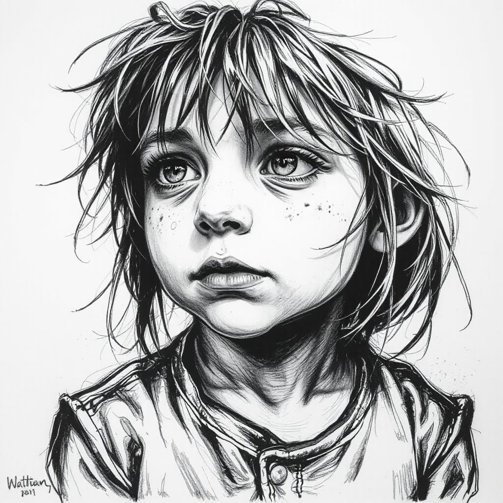 Intricate Monochromatic Portrait in High Contrast