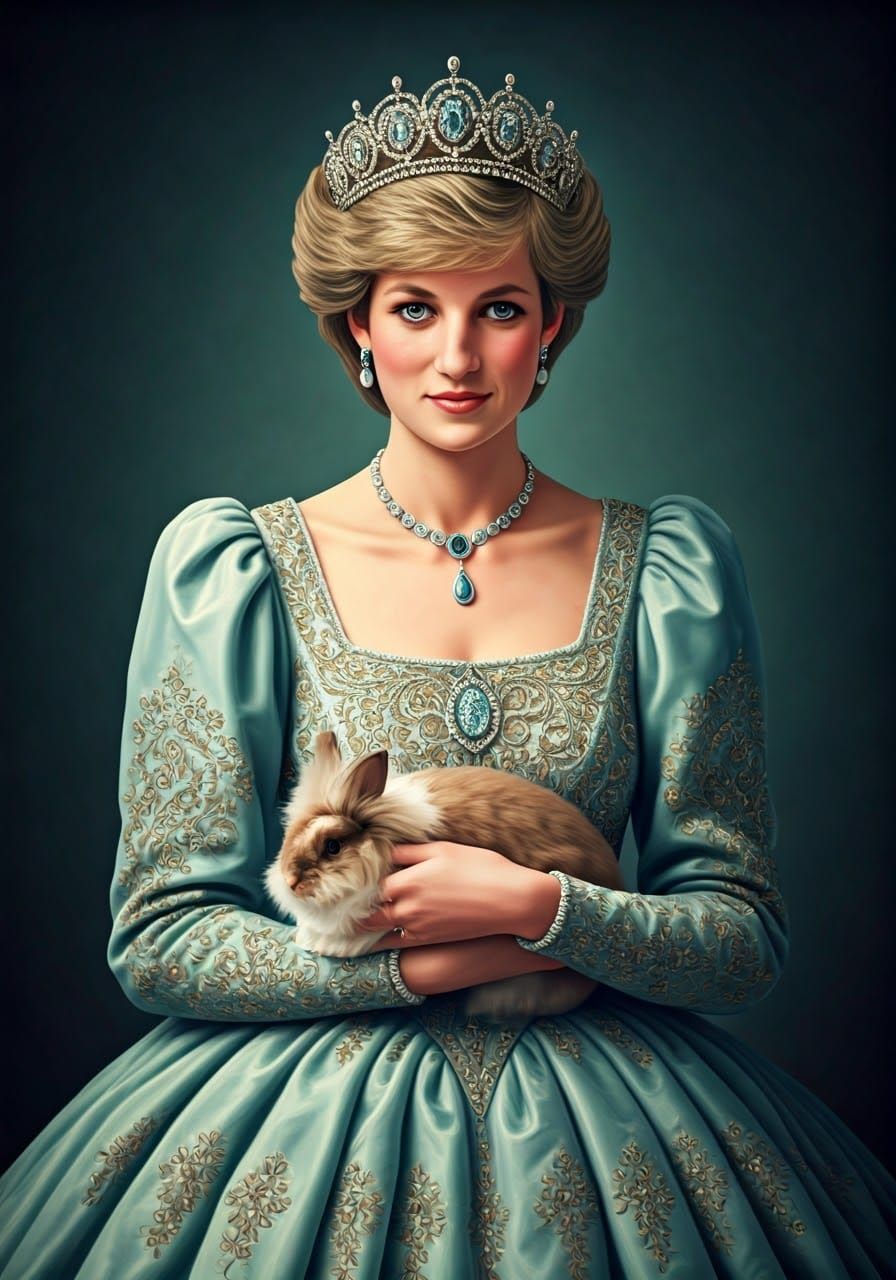 Storybook Princess Diana in Elegant Royal Attire