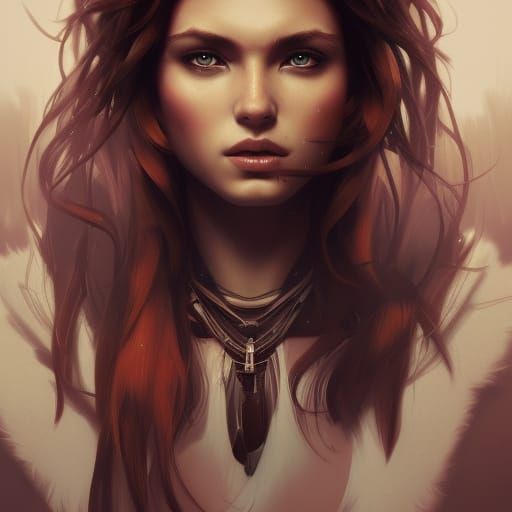 Wolf Woman Portrait in Hyperdetailed Style