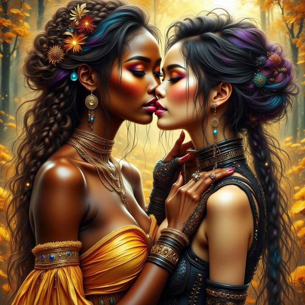 Sun and Moon Goddesses in Shimmering 3D