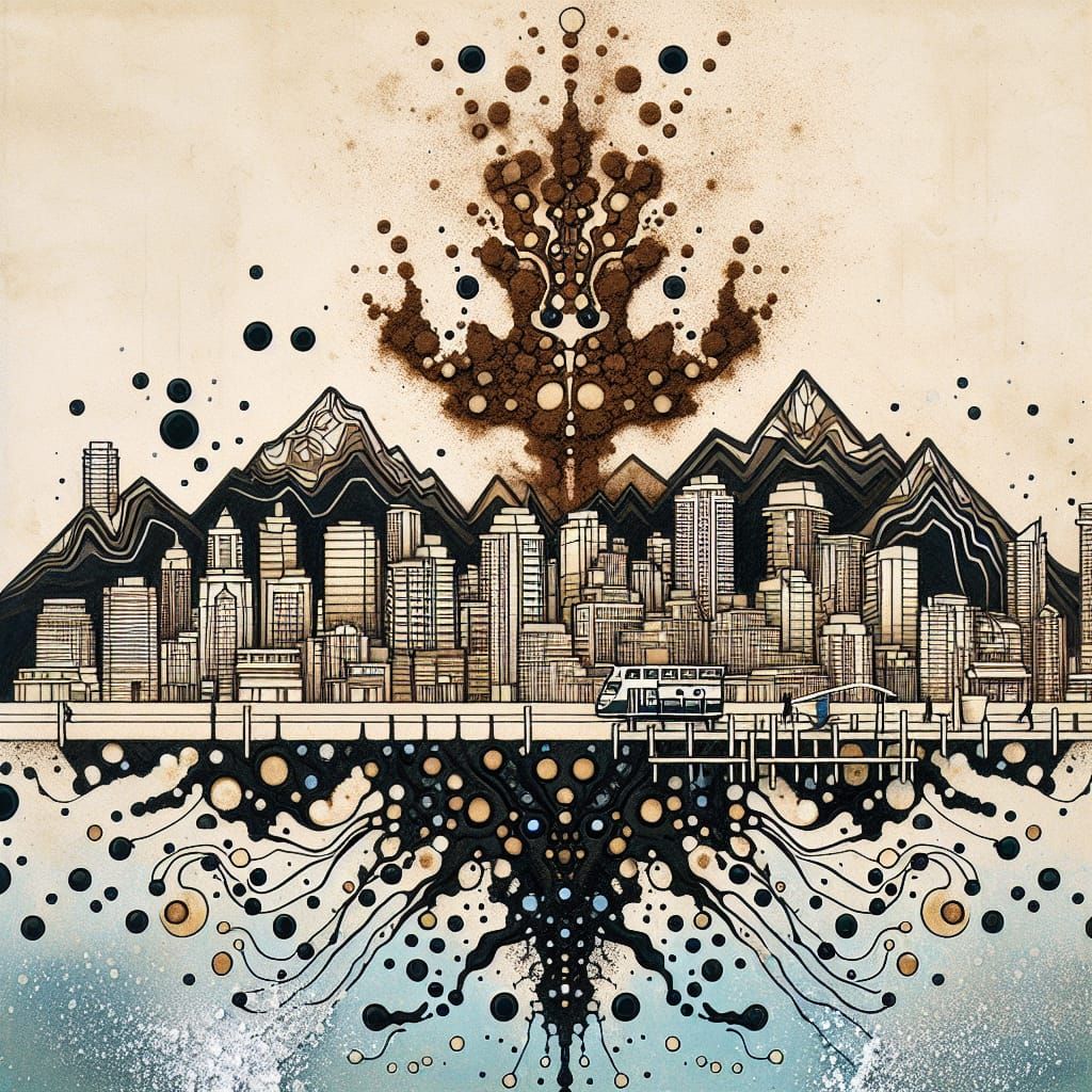 Vancouver Cityscape Made of Coffee and Salt