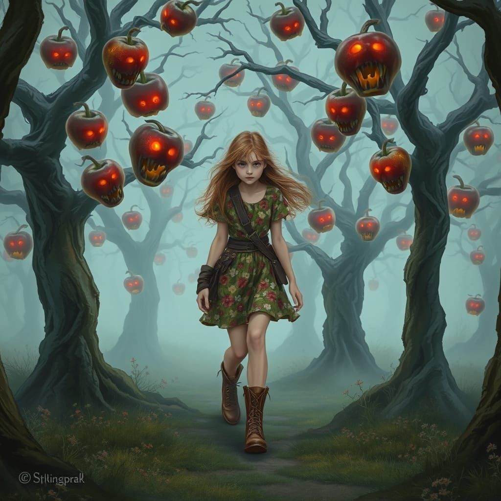 Adventurer Bravely Walks Through Haunted Zombie-Apple Grove