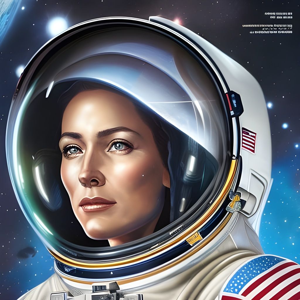 Female Astronaut Portrait in Comic Book Style