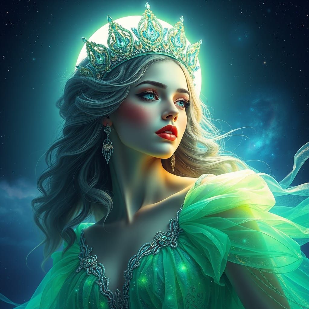 Luminous Moon Princess in Art Nouveau Style