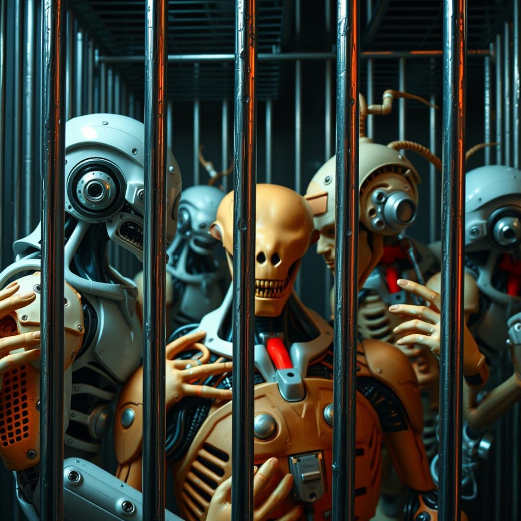 Cyborg Mutant Zoo in Cages