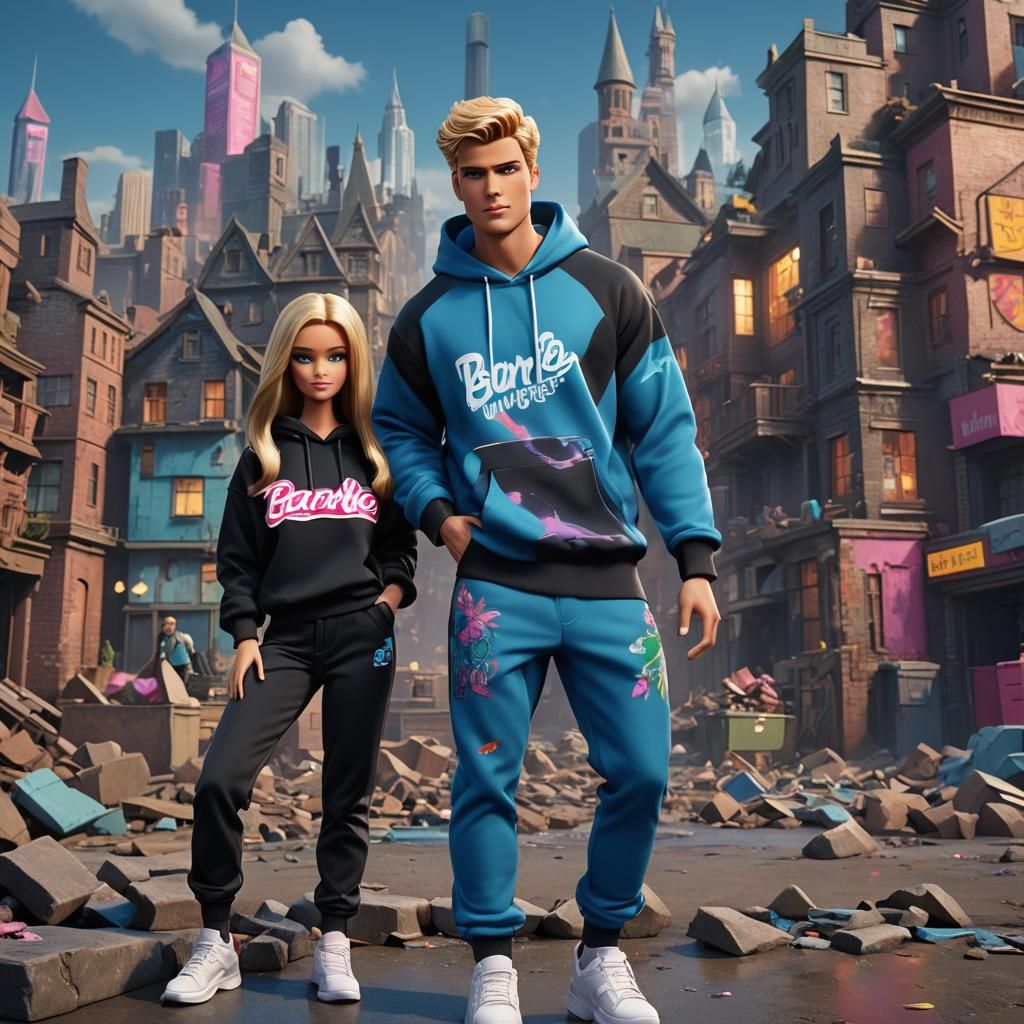 Barbie Ken Doll in Blue Hoodie: Matte Painting