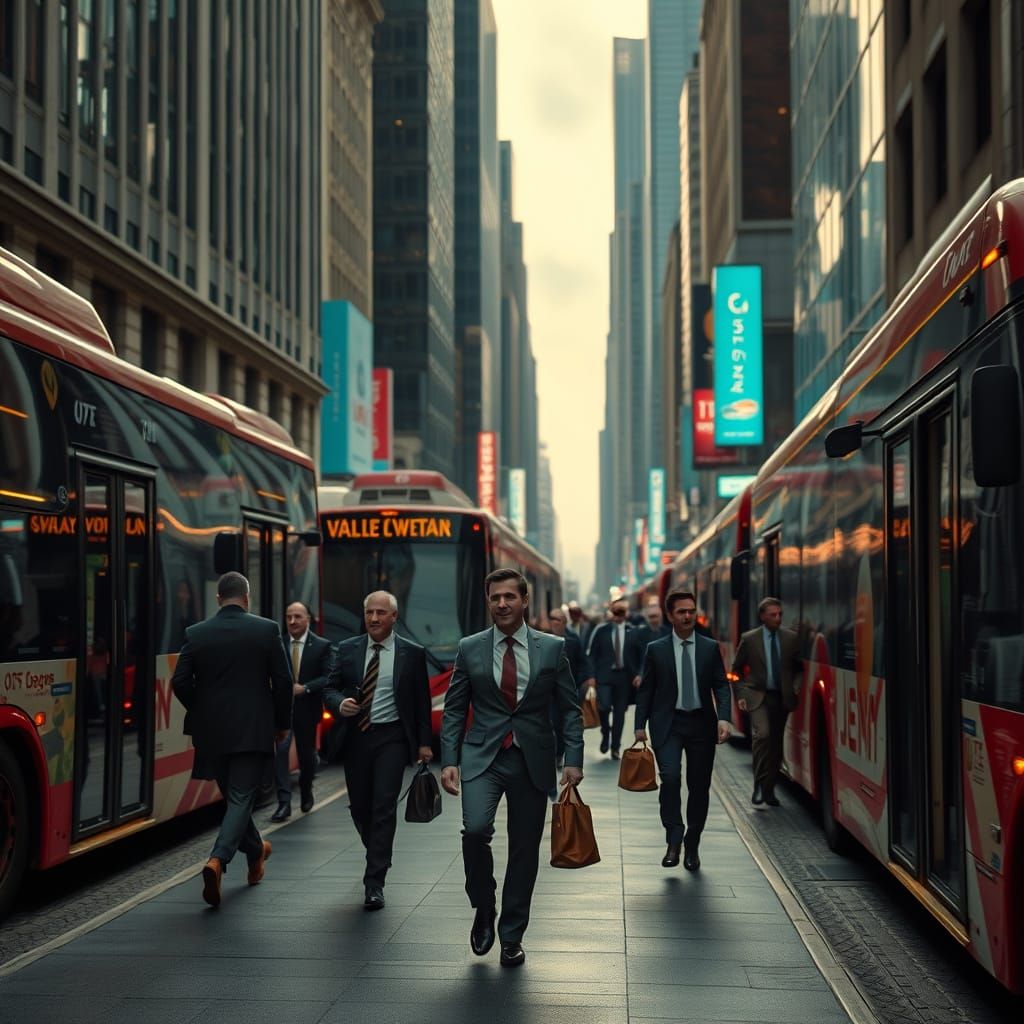 Photorealistic City Commute: Urban Scene in 8K