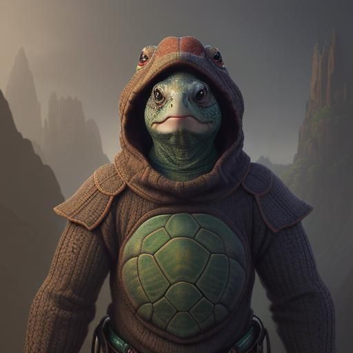 Festive Turtle in Christmas Sweater, Detailed Digital Art