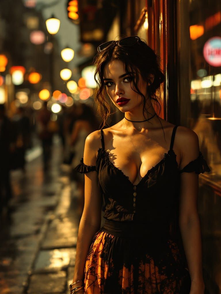 1950s Pin Up Woman in Luminous Twilight Style