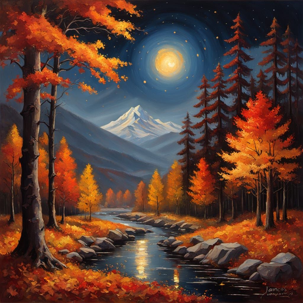 Stargazing Beside Bonfire, Oil Painting by James Gurney