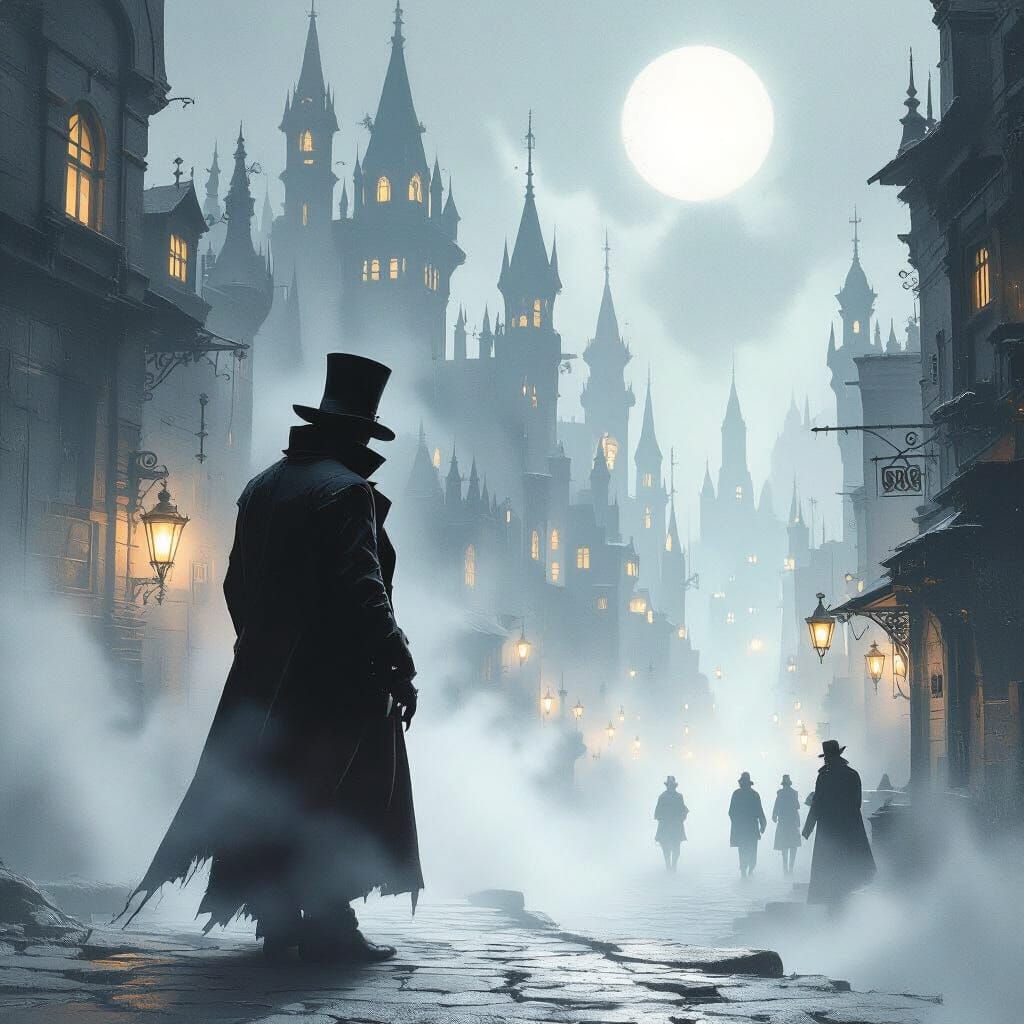 Melancholic Veteran in Gaslit Fantasy City