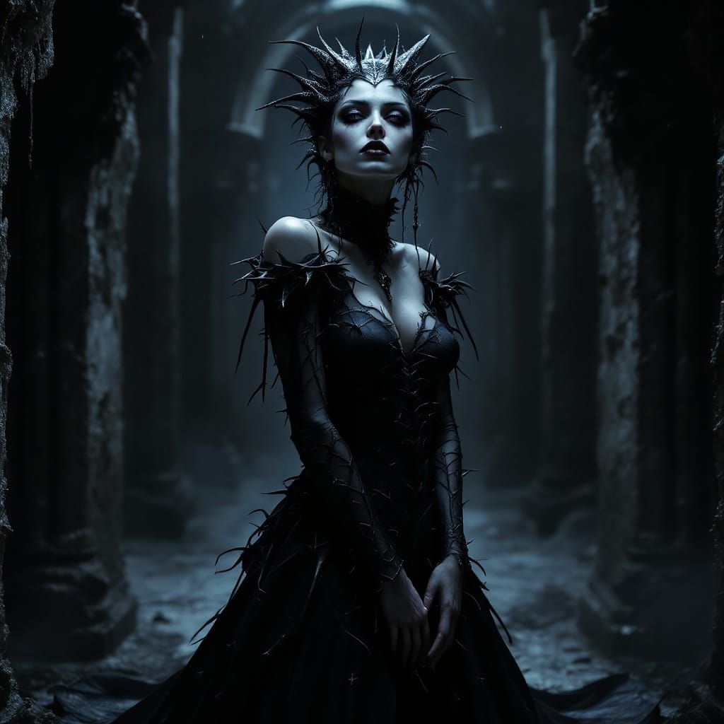 Gothic Countess Amidst Thorny Shadows