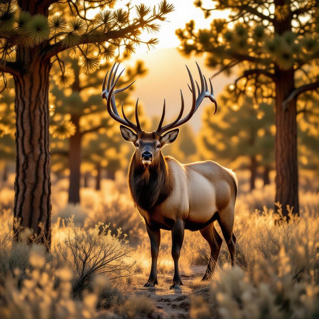 Majestic 13-Point Elk in New Mexico High Desert