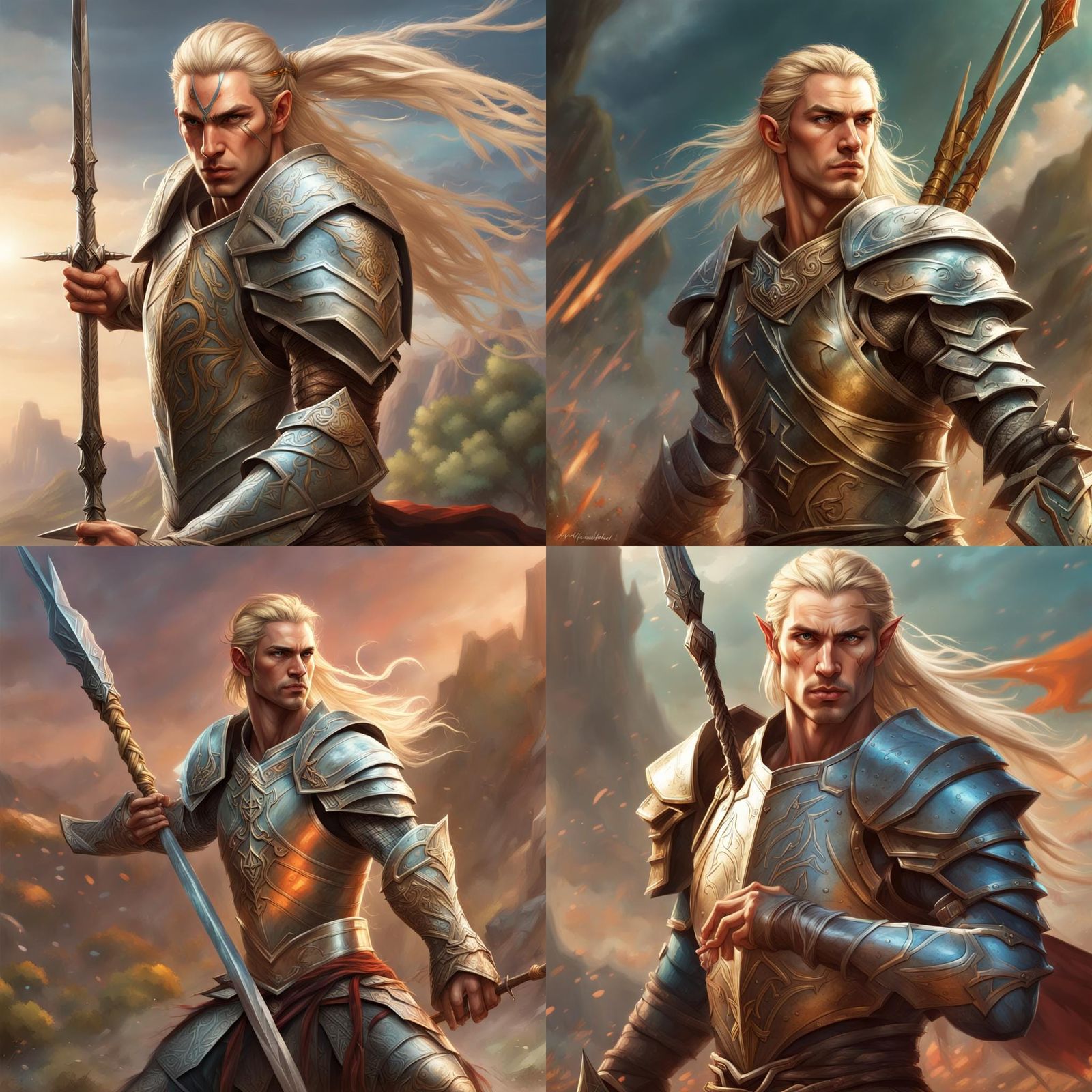 Eladrin Warrior with Spear on Battlefield