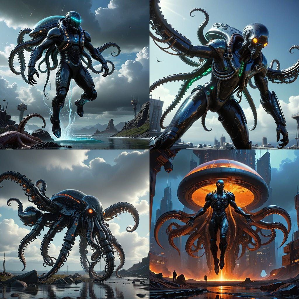 Man Jumps from Flying Octopus in Sci-Fi Epic