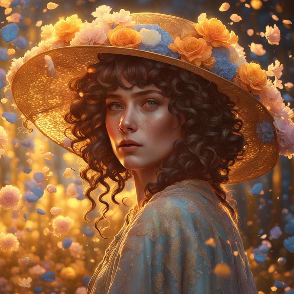 Golden Hour Portrait in Klimt-Monet Style