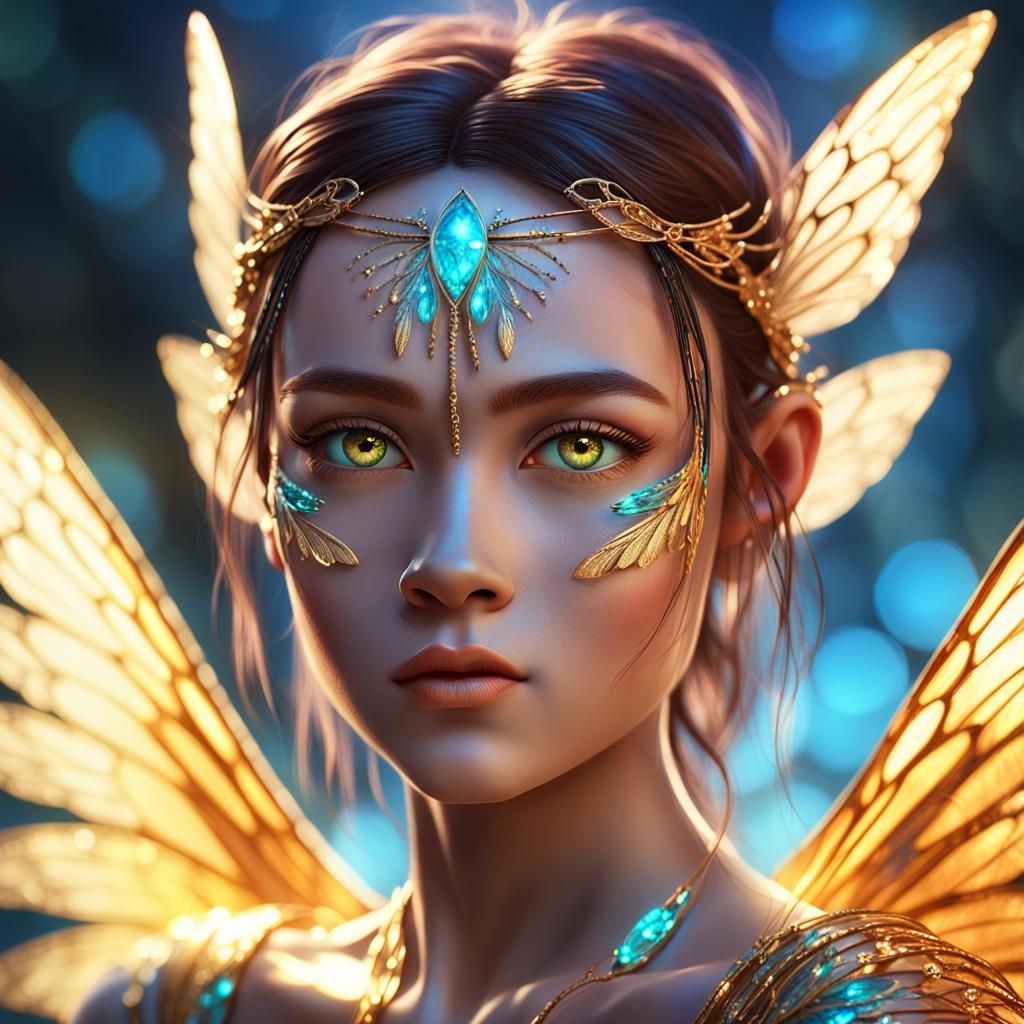 Eurasian Fairy Portrait in Vibrant 3D Digital Art