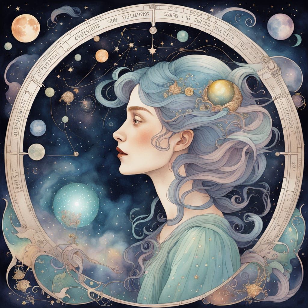 Celestial Cartographer: Dreamy Watercolor Fantasy Art