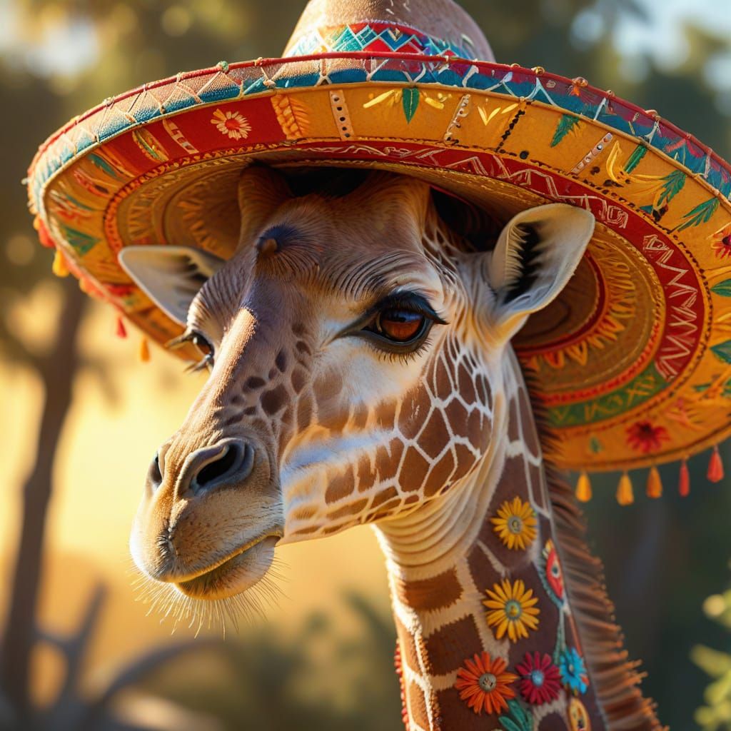 Giraffe in Sombrero: Vibrant Mexican Folk Art