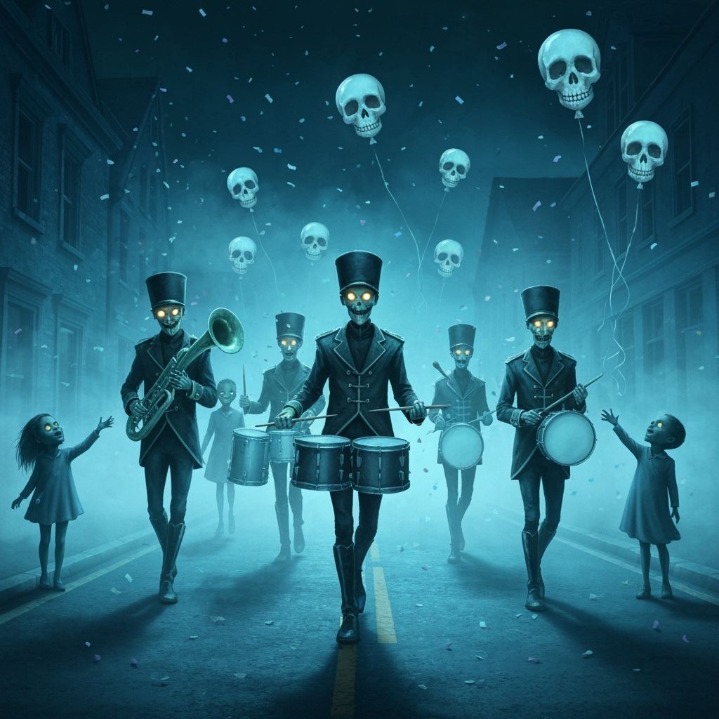 Undead Marching Band in Foggy Street