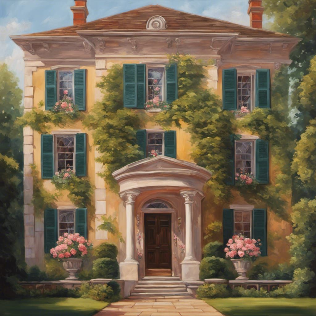 Georgian House Oil Painting in Renaissance Style