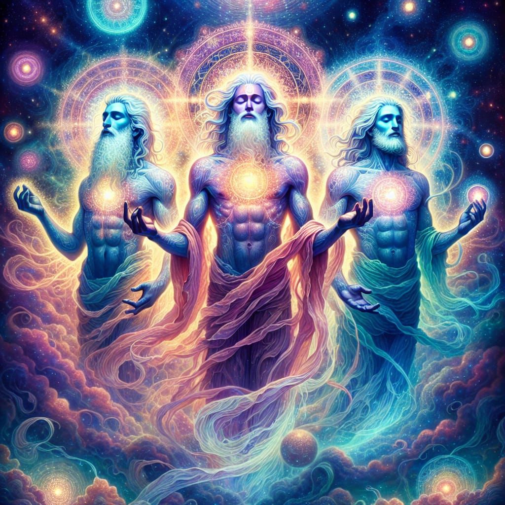 Mystic Wind Gods Transcend in Celestial Illustration