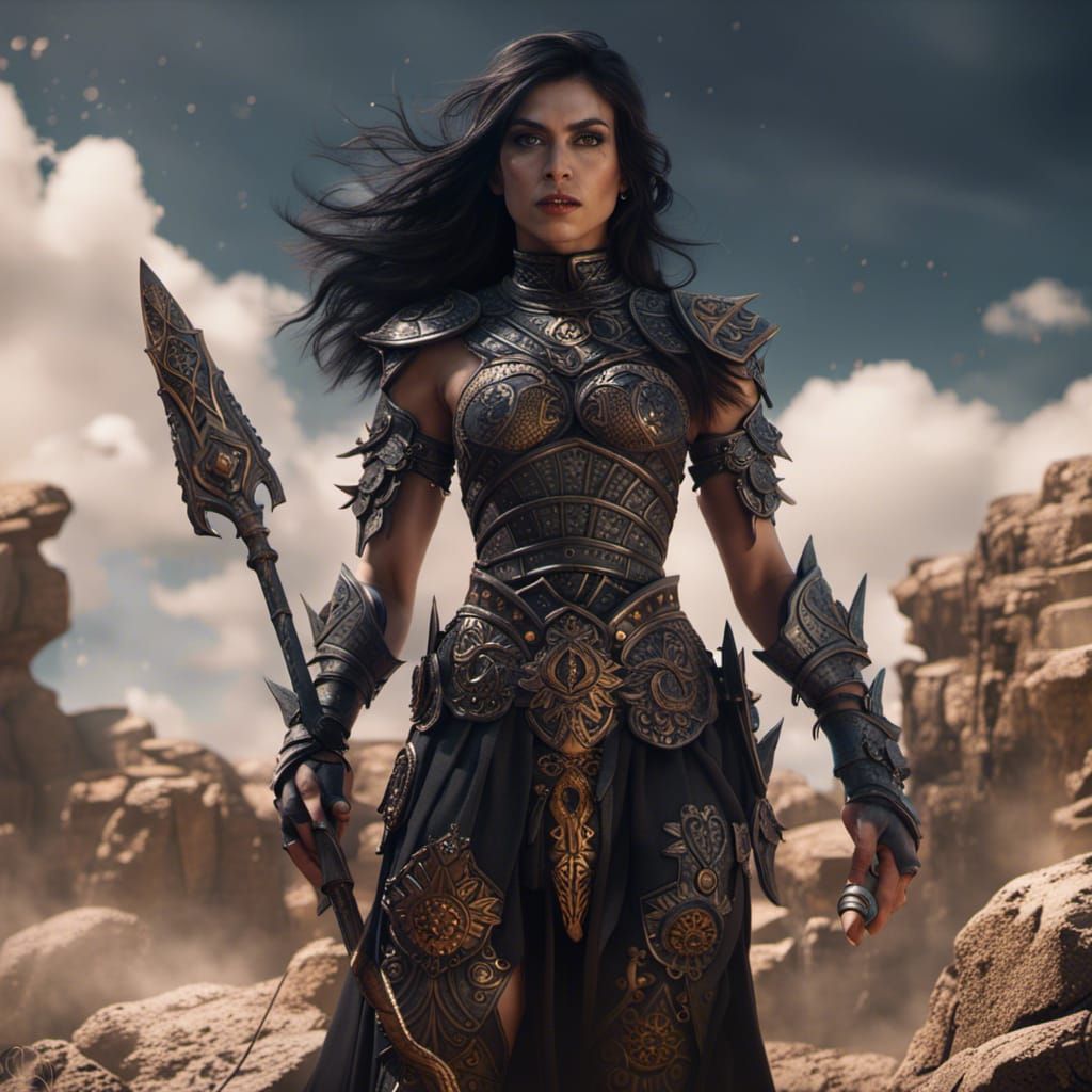 Obsidian-Haired Warrior Woman: Fantasy Concept Art