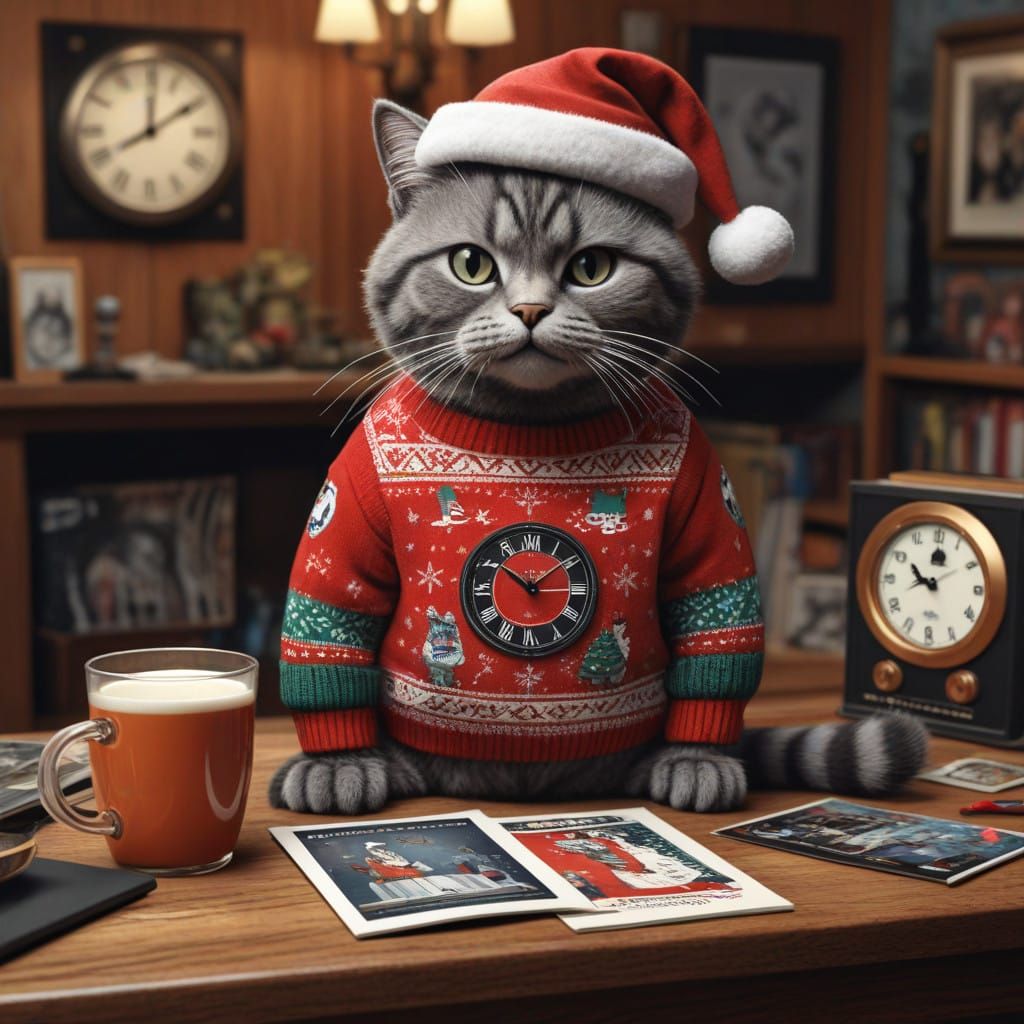 Whimsical Christmas Jumper Art in Vibrant Digital Style