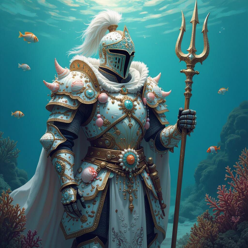 Ocean Knight in Digital Painting Style