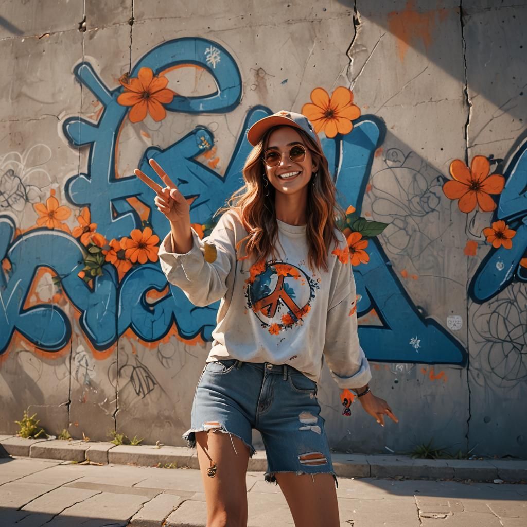 Happy Skater Girl in Detailed Matte Painting
