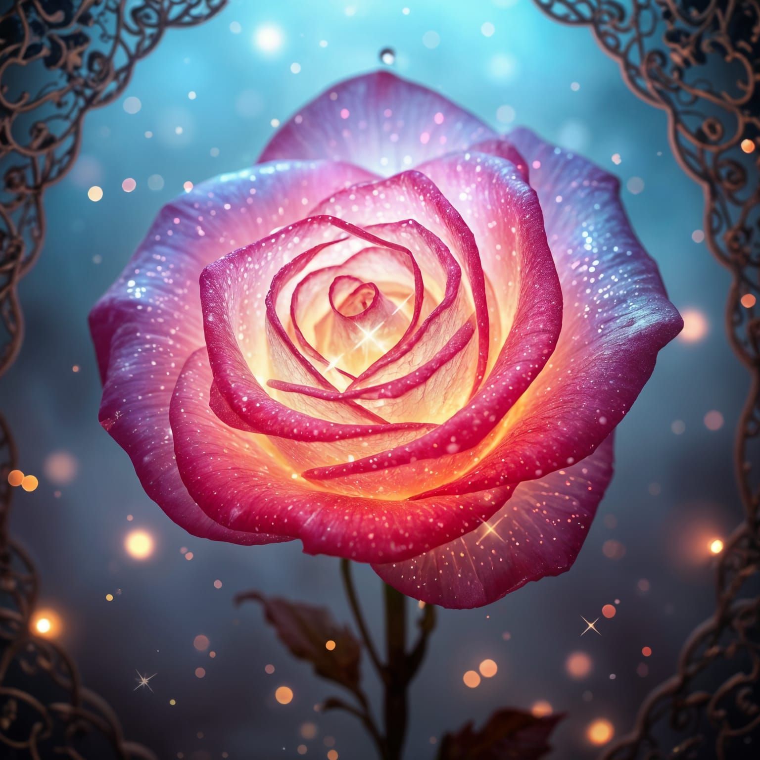 Translucent Rose Cosmos in Sparkling Fog