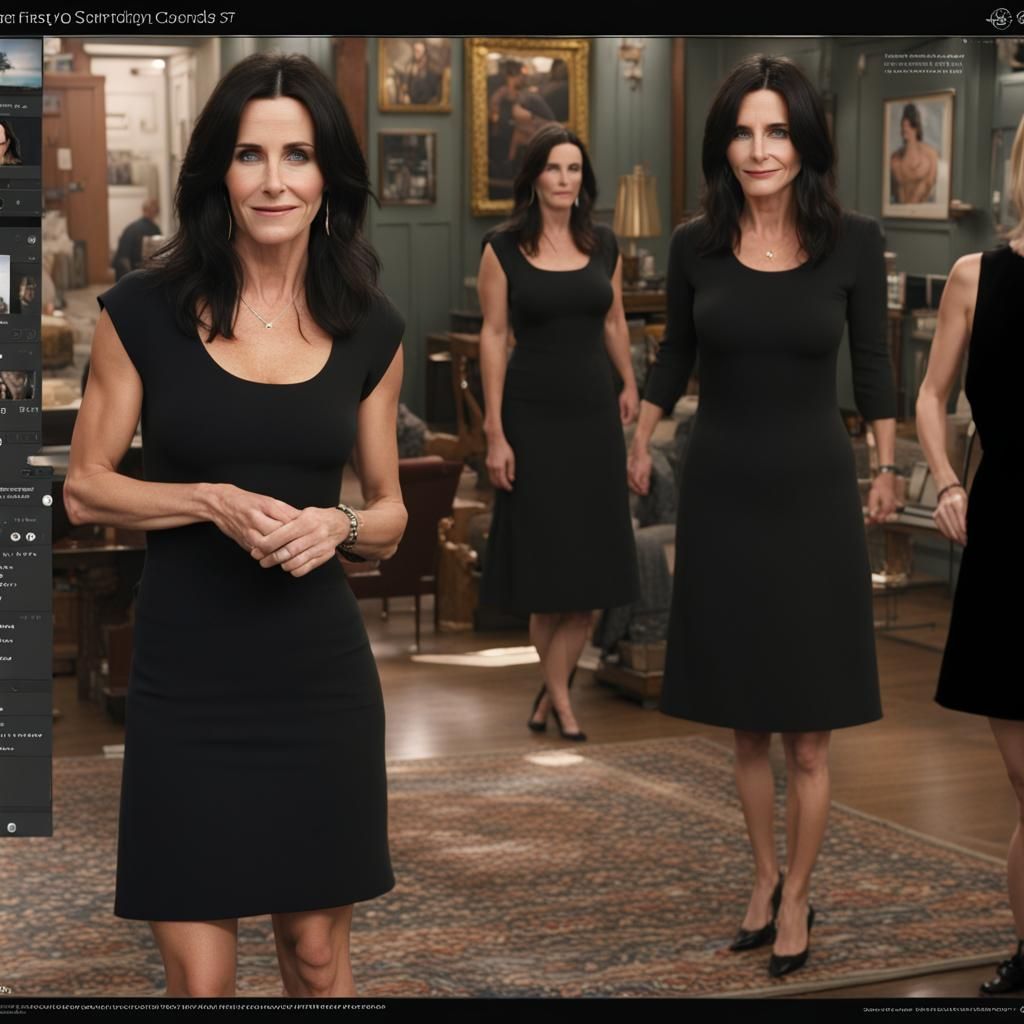 Courteney Cox on Friends Set in Detailed Digital Painting