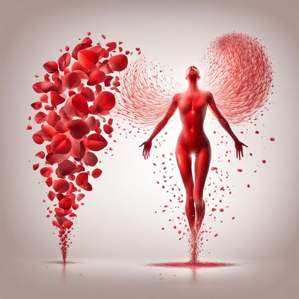 Vibrant Red Human Heart in Splash Art Style