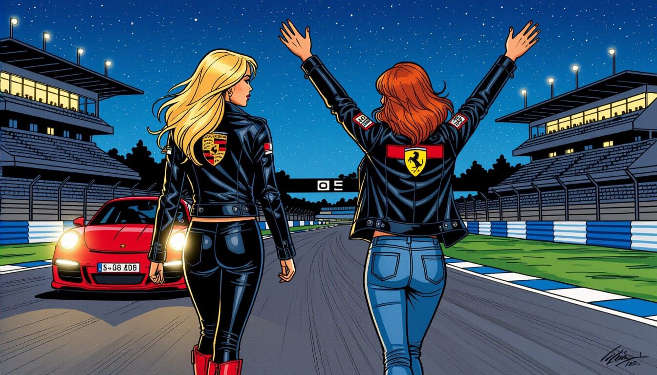 Women Celebrate at Le Mans in Milo Manara Style