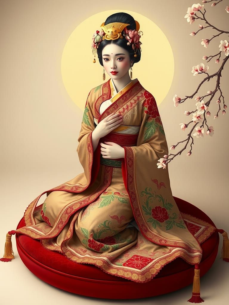 Goddess of Abundance in Ukiyo-e Style