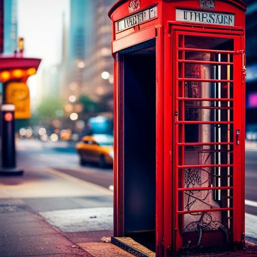Gritty Urban Phone Booth Photography in Splash Art Style