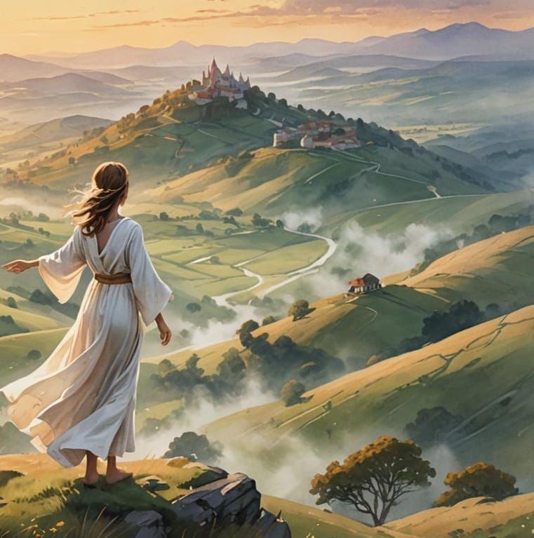 Epic Landscape Illustration of Hope and Happiness