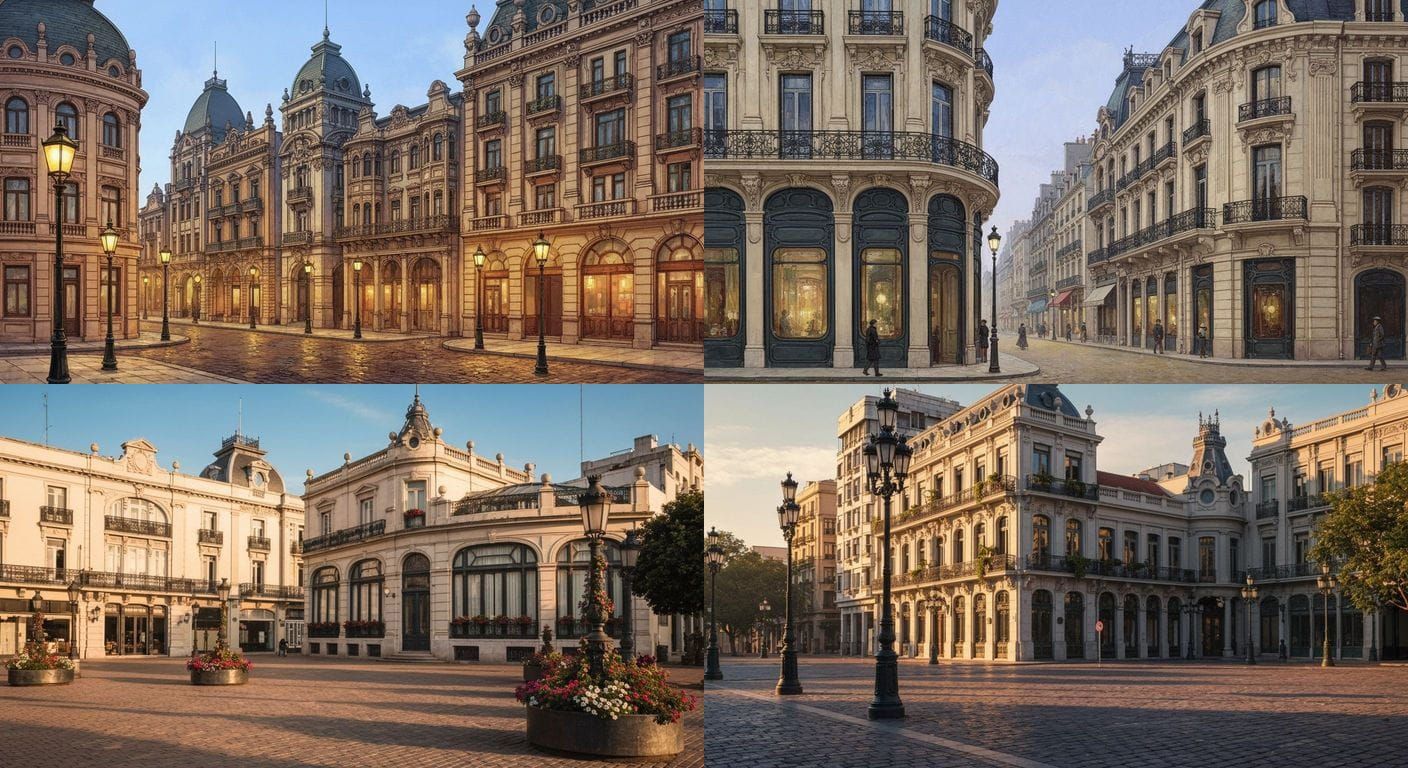 Belle Époque Cityscape with Hybrid Neo-Carlos Ott Style Buil...