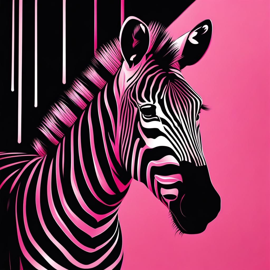 Striking Pink Zebra with Hanging Stripes