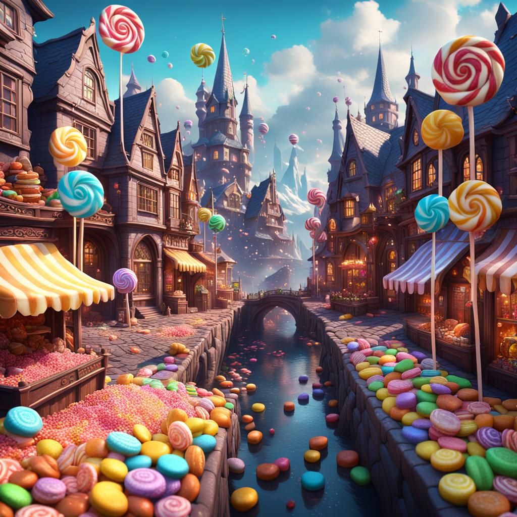 Colorful Candy City: Fantastical Matte Painting