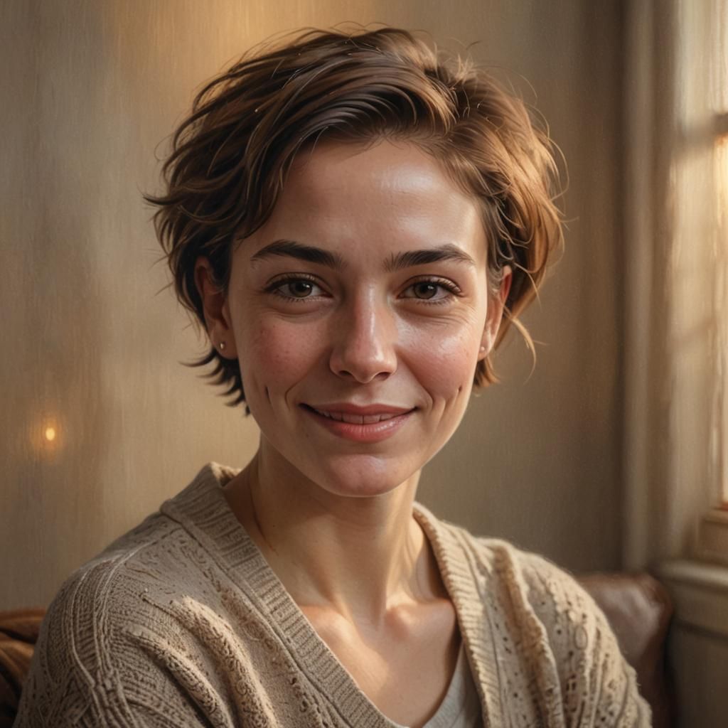 Realistic Portrait of Woman in Oil Painting Style