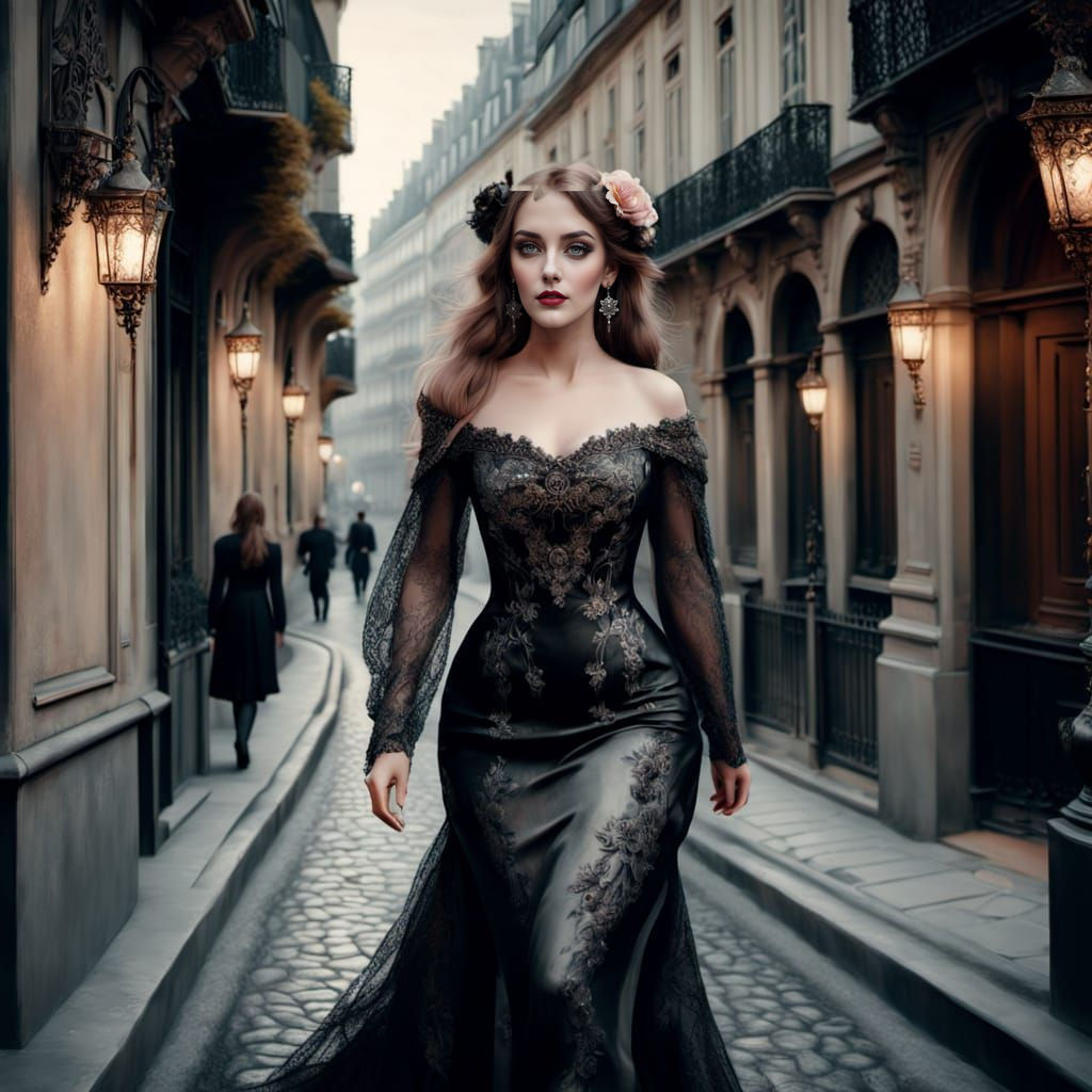 Gothic Woman in Paris, Baroque Style