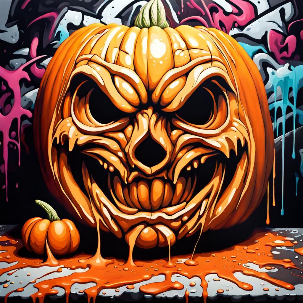 Epic Pumpkin Carving in Graffiti Art Style