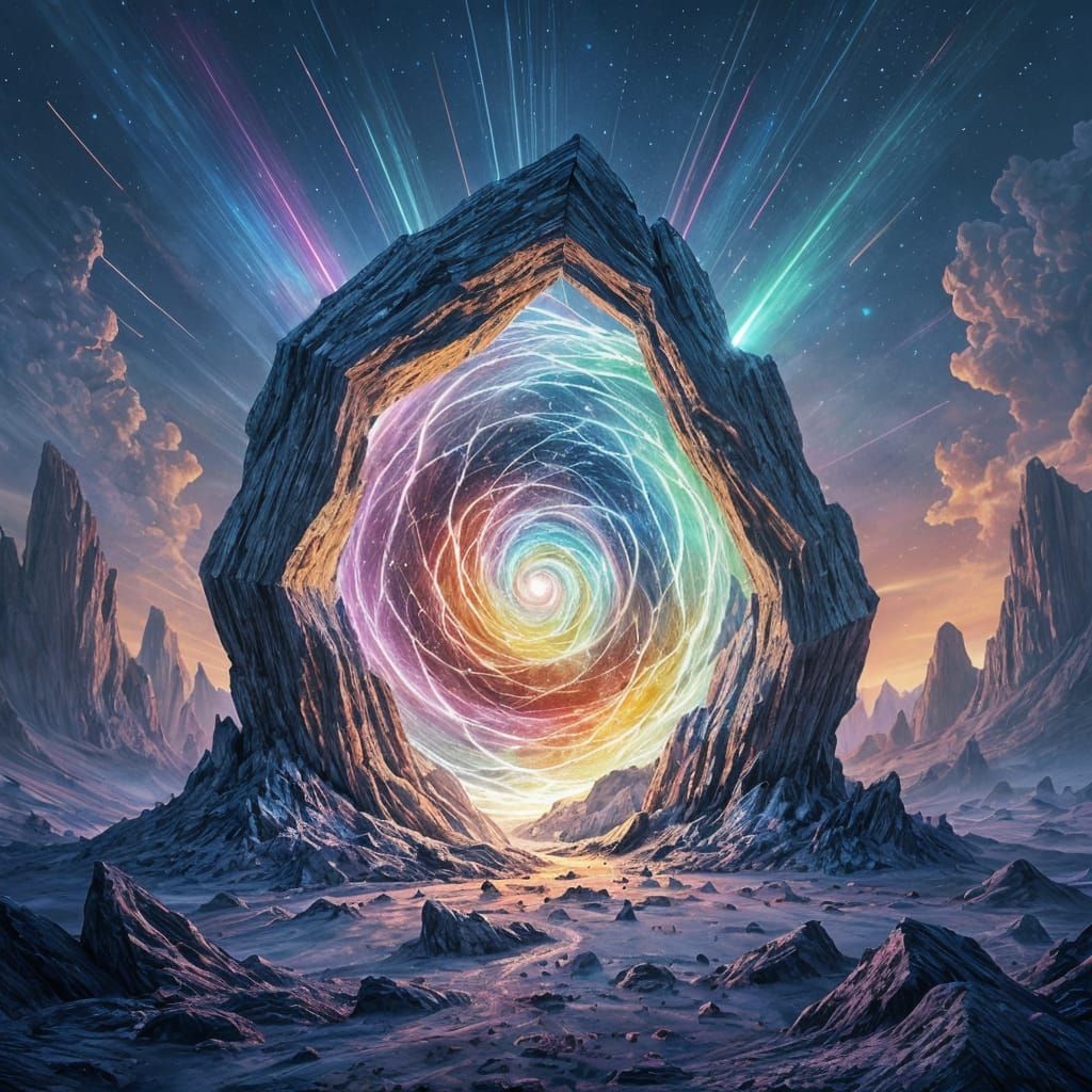 Geode Portal to Alien Landscape, Digital Painting