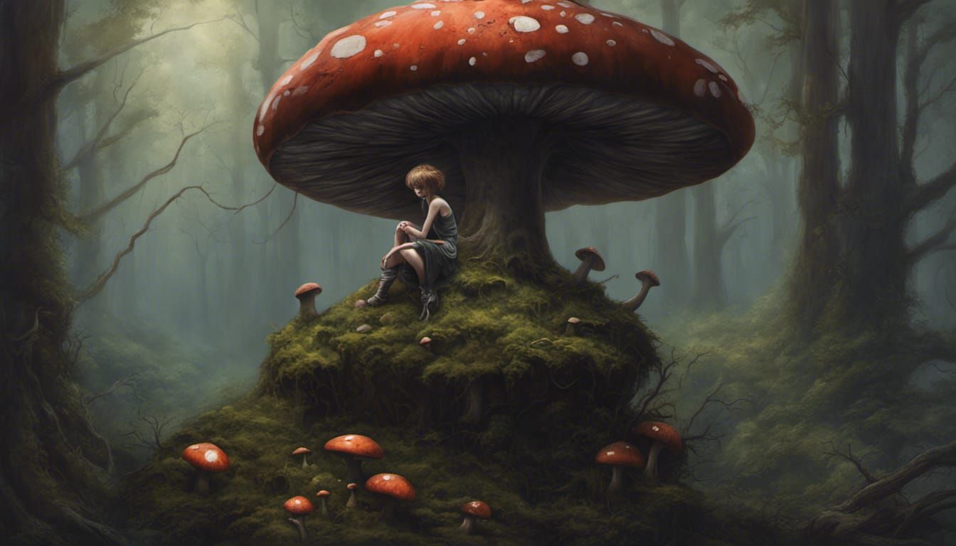 Pixie in Dark Forest Graffiti Art