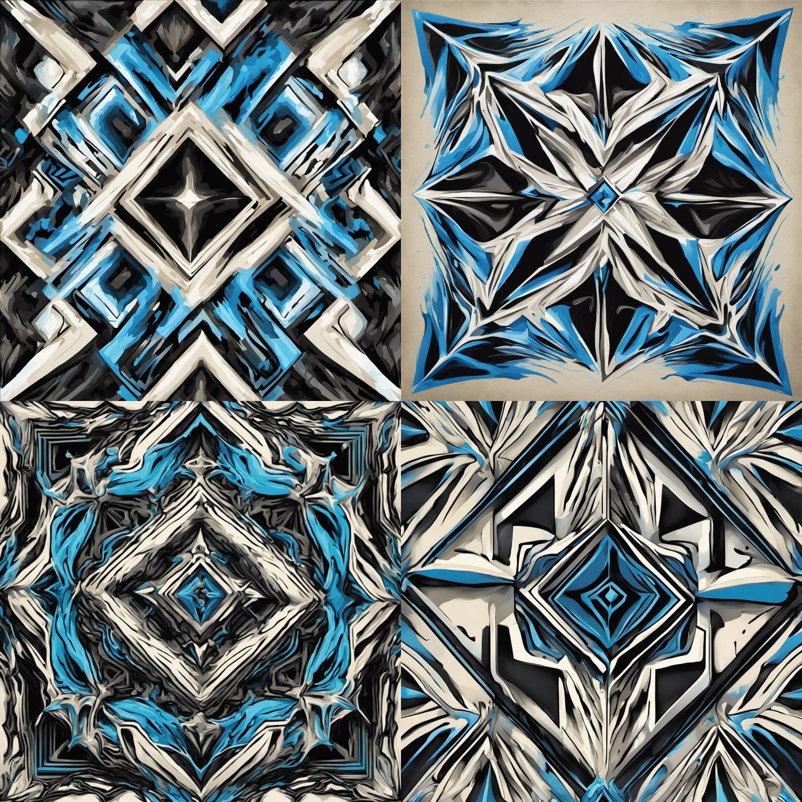 Symmetrical Diamond Graffiti Art on Cream Background