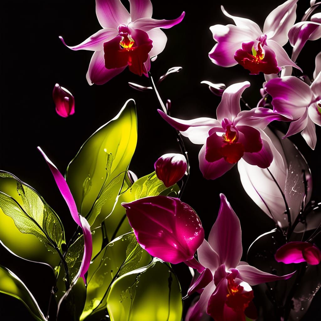 Burgundy Orchid in Glass Art