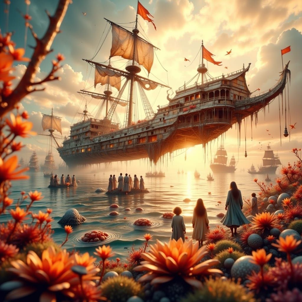Sunken Spanish Galleon in Atmospheric 3D Rendering