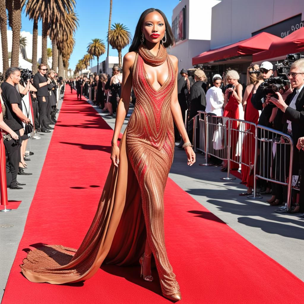 Fashion Model on Red Carpet in Hollywood